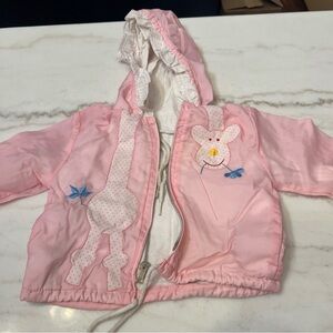 Vintage 3-6 Months Baby Girl Windbreaker Pink Jacket Coat Spring Easter